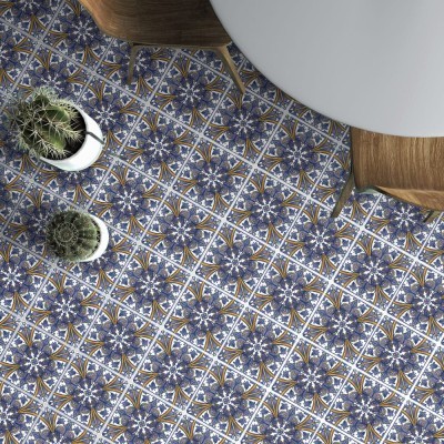 Houseart - ΣΗΜΑΝΤΙΚΟ: Σε περίπτωση διαφοράς τιμής από το κατάστημα ισχύει παντα και μόνο η τιμή του καταστήματος Ινδικό μπλε μοτίβο (8 τεμάχια), Δαπέδου, Αυτοκόλλητα πλ