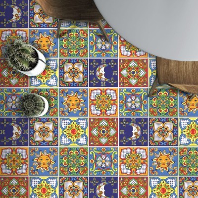 Ανατολικό πολύχρωμο μοτίβο, Δαπέδου, Αυτοκόλλητα πλακάκια, 10 x 10 εκ. (49142)
