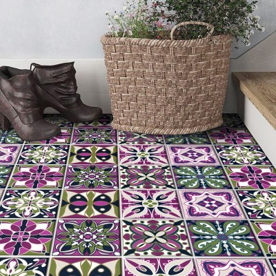 Houseart Πολύχρωμο contrast retro μοτίβο (8 τεμάχια), Δαπέδου, Αυτοκόλλητα πλακάκια, 10 x 10 εκ.