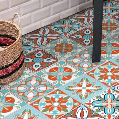 Μοτίβα σε γαλάζιο - πορτοκαλί αποχρώσεις (8 τεμάχια), Δ