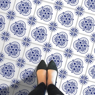 Floral σχέδιο κυκλικό μπλε-άσπρο (8 τεμάχια), Δαπέδου, 