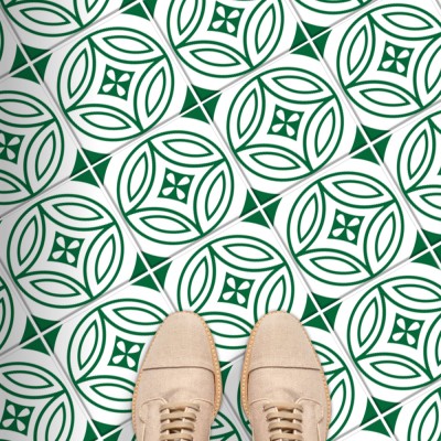 Σχέδιο κυκλικό άσπρο-πράσινο (8 τεμάχια), Δαπέδου, Αυτο