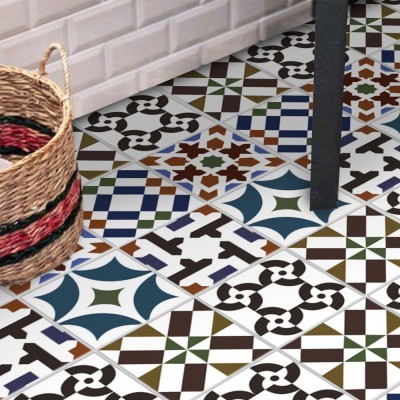 Houseart Διάφορα πολύχρωμα μοτίβα (8 τεμάχια), Δαπέδου, Αυτοκόλλητα πλακάκια, 10 x 10 εκ.