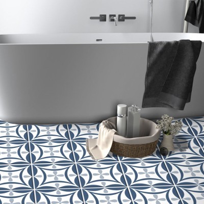 Houseart Μοτίβο blue navy (8 τεμάχια), Δαπέδου, Αυτοκόλλητα πλακάκια, 10 x 10 εκ.