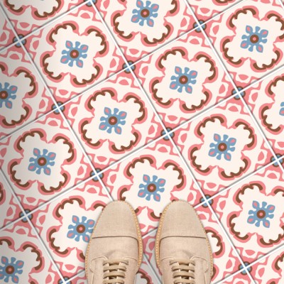 Ιταλικό μοτίβο ροζ-γαλάζιο-καφέ (8 τεμάχια), Δαπέδου, Α