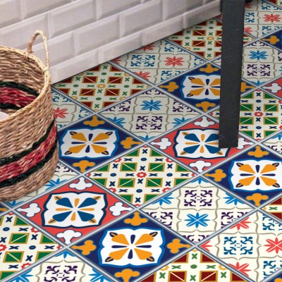 Houseart Μεξικάνικο πολύχρωμο μοτίβο (8 τεμάχια), Δαπέδου, Αυτοκόλλητα πλακάκια, 10 x 10 εκ.