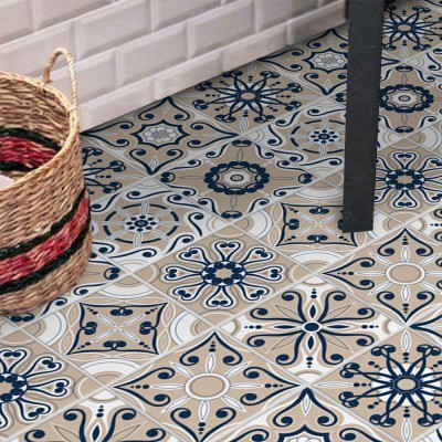 Houseart - ΣΗΜΑΝΤΙΚΟ: Σε περίπτωση διαφοράς τιμής από το κατάστημα ισχύει παντα και μόνο η τιμή του καταστήματος Μοτίβα σε μπλε-μπεζ (8 τεμάχια), Δαπέδου, Αυτοκόλλητα π