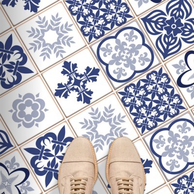 Πορτογαλικό azulejos μοτίβο (8 τεμάχια) Δαπέδου Αυτοκόλλητα πλακάκια 10 x 10 εκ. (49964)