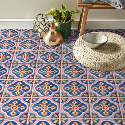 Ιταλικό Μοτίβο Πολύχρωμο (8 τεμάχια), Δαπέδου, Αυτοκόλλητα πλακάκια, 10 x 10 εκ.