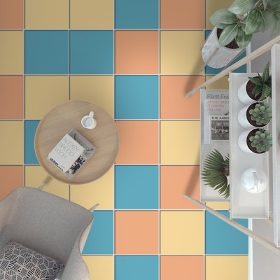 Houseart Ivory - Light blue - Baby doll, Δαπέδου, Αυτοκόλλητα πλακάκια, 10 x 10 εκ.