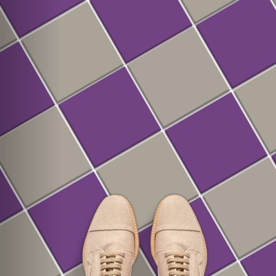 Houseart Violet & concrate grey (8 τεμάχια), Δαπέδου, Αυτοκόλλητα πλακάκια, 10 x 10 εκ.