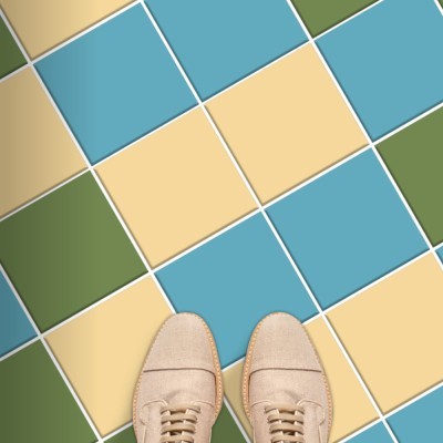 Houseart Light blue - Pesto - Ivory (8 τεμάχια), Δαπέδου, Αυτοκόλλητα πλακάκια, 10 x 10 εκ.