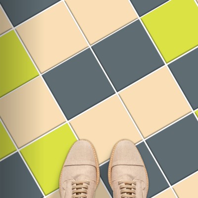Houseart Antique - Graphite - Green yellow (8 τεμάχια), Δαπέδου, Αυτοκόλλητα πλακάκια, 10 x 10 εκ.