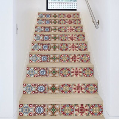 Μαροκινό μωσαϊκό μοτίβο, Σκάλα, Αυτοκόλλητα πλακάκια, 9