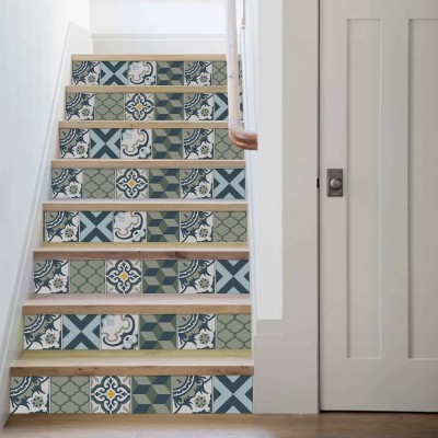 Μοτίβο σε γκρι abstract αποχρώσεις, Σκάλα, Αυτοκόλλητα πλακάκια, 90 x 12 εκ.