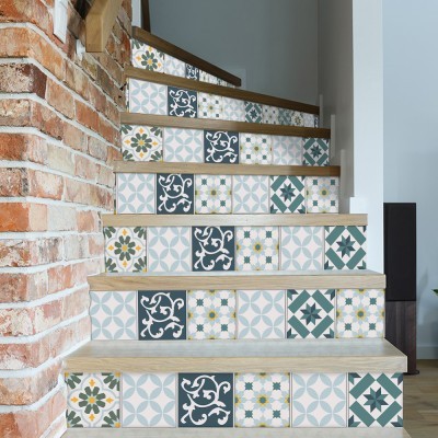 Abstract γκρι μοτίβο, Σκάλα, Αυτοκόλλητα πλακάκια, 90 x