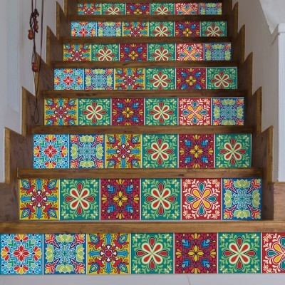 Πολύχρωμο ιταλικό floral μοτίβο, Σκάλα, Αυτοκόλλητα πλα