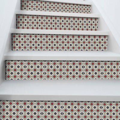 Houseart Abstract γεωμετρικό μοτίβο, Σκάλα, Αυτοκόλλητα πλακάκια, 90 x 12 εκ.