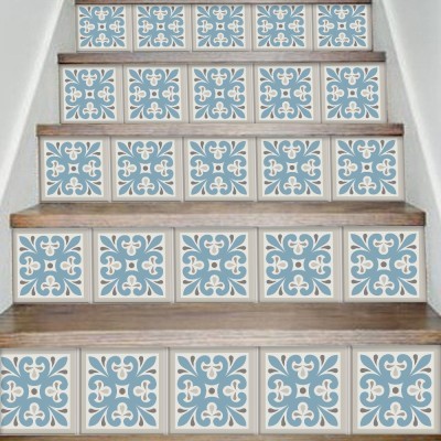 Abstract azulejo μοτίβο, Σκάλα, Αυτοκόλλητα πλακάκια, 90 x 15 εκ. (50385)