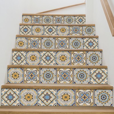 Houseart - ΣΗΜΑΝΤΙΚΟ: Σε περίπτωση διαφοράς τιμής από το κατάστημα ισχύει παντα και μόνο η τιμή του καταστήματος Mandala μοτίβο, Σκάλα, Αυτοκόλλητα πλακάκια, 90 x 12 εκ