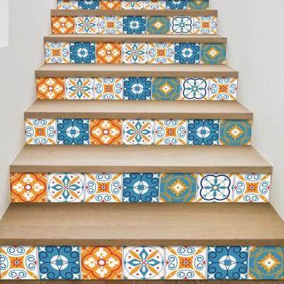 Houseart - ΣΗΜΑΝΤΙΚΟ: Σε περίπτωση διαφοράς τιμής από το κατάστημα ισχύει παντα και μόνο η τιμή του καταστήματος Abstract ισπανικό μοτίβο, Σκάλα, Αυτοκόλλητα πλακάκια,