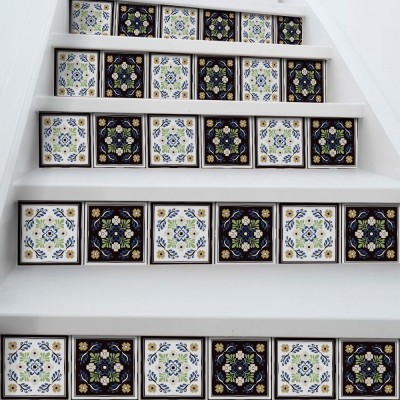 Μωσαϊκό μοτίβο σε γκρι αποχρώσεις, Σκάλα, Αυτοκόλλητα πλακάκια, 90 x 15 εκ. (50366)