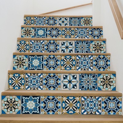 Houseart Ισπανικό ρετρό μοτίβο, Σκάλα, Αυτοκόλλητα πλακάκια, 90 x 12 εκ.