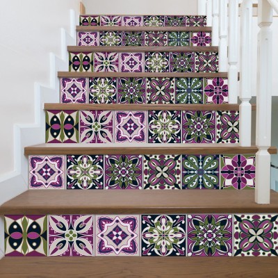 Πολύχρωμο contrast retro μοτίβο, Σκάλα, Αυτοκόλλητα πλα
