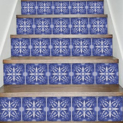 Houseart - ΣΗΜΑΝΤΙΚΟ: Σε περίπτωση διαφοράς τιμής από το κατάστημα ισχύει παντα και μόνο η τιμή του καταστήματος Floral μοτίβο ανοιχτό μωβ-άσπρο, Σκάλα, Αυτοκόλλητα πλα