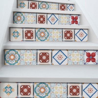 Houseart - ΣΗΜΑΝΤΙΚΟ: Σε περίπτωση διαφοράς τιμής από το κατάστημα ισχύει παντα και μόνο η τιμή του καταστήματος Ρετρό πλακάκια, Σκάλα, Αυτοκόλλητα πλακάκια, 90 x 12 εκ