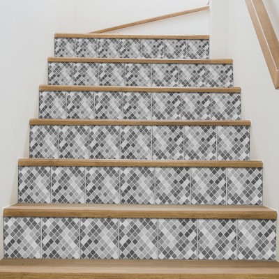 Houseart - ΣΗΜΑΝΤΙΚΟ: Σε περίπτωση διαφοράς τιμής από το κατάστημα ισχύει παντα και μόνο η τιμή του καταστήματος Ψηφιδωτό Ασπρόμαυρο, Σκάλα, Αυτοκόλλητα πλακάκια, 90 x