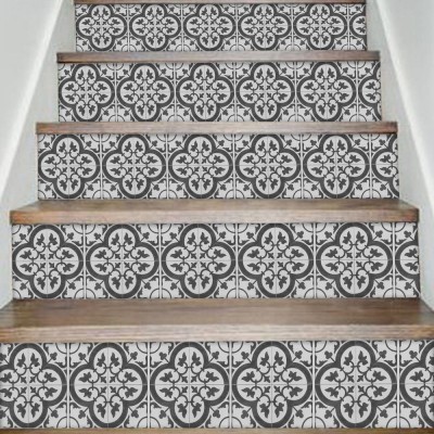 Houseart Μοτίβο σε γκρι abstract αποχρώσεις, Σκάλα, Αυτοκόλλητα πλακάκια, 90 x 12 εκ.