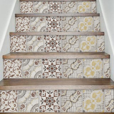 Houseart Κεραμικά Πλακάκια, Σκάλα, Αυτοκόλλητα πλακάκια, 90 x 12 εκ.