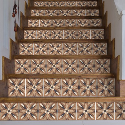 Houseart - ΣΗΜΑΝΤΙΚΟ: Σε περίπτωση διαφοράς τιμής από το κατάστημα ισχύει παντα και μόνο η τιμή του καταστήματος Floral Ξύλινο Σχέδιο, Σκάλα, Αυτοκόλλητα πλακάκια, 90 x