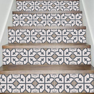 Μοντέρνο γεωμετρικό μοτίβο καφέ-ροζ, Σκάλα, Αυτοκόλλητα πλακάκια, 90 x 12 εκ.