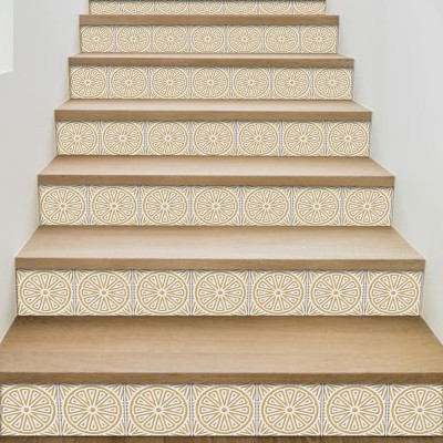 Μοτίβο σε ανοιχτό καφέ abstract αποχρώσεις, Σκάλα, Αυτοκόλλητα πλακάκια, 90 x 12 εκ.