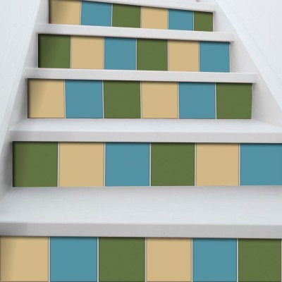 Houseart - ΣΗΜΑΝΤΙΚΟ: Σε περίπτωση διαφοράς τιμής από το κατάστημα ισχύει παντα και μόνο η τιμή του καταστήματος Light blue - Pesto - Ivory, Σκάλα, Αυτοκόλλητα πλακάκια