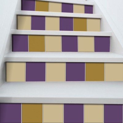 Houseart Ivory - Mustard - Violet, Σκάλα, Αυτοκόλλητα πλακάκια, 90 x 12 εκ.