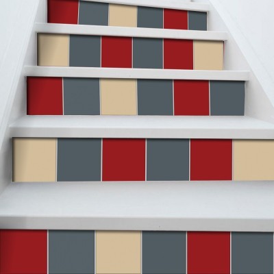 Ivory – Graphite – Medium red, Σκάλα, Αυτοκόλλητα πλακάκια, 90 x 15 εκ. (50540)