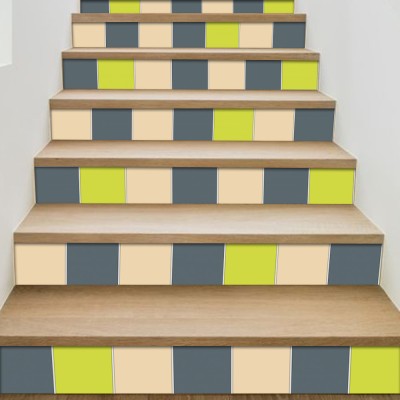 Houseart Antique - Graphite - Green yellow, Σκάλα, Αυτοκόλλητα πλακάκια, 90 x 12 εκ.