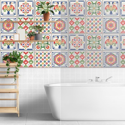 Azulejo παραδοσιακό μοτίβο, Ταπετσαρία, Αυτοκόλλητα πλακάκια, 100 x 100 εκ.