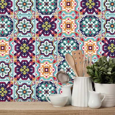 Houseart - ΣΗΜΑΝΤΙΚΟ: Σε περίπτωση διαφοράς τιμής από το κατάστημα ισχύει παντα και μόνο η τιμή του καταστήματος Contrast retro μοτίβο πολύχρωμο, Ταπετσαρία, Αυτοκόλλητ