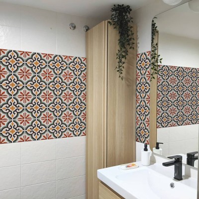 Houseart Ρετρό μαροκινό μοτίβο, Ταπετσαρία, Αυτοκόλλητα πλακάκια, 100 x 100 εκ.