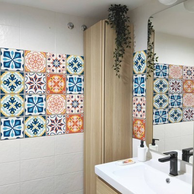 Ισπανικό ομοιογενές μοτίβο, Ταπετσαρία, Αυτοκόλλητα πλακάκια, 100 x 100 εκ.