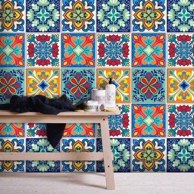 Πολύχρωμο ιταλικό floral μοτίβο, Ταπετσαρία, Αυτοκόλλητ