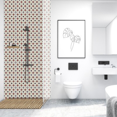 Houseart Abstract γεωμετρικό μοτίβο, Ταπετσαρία, Αυτοκόλλητα πλακάκια, 100 x 100 εκ.