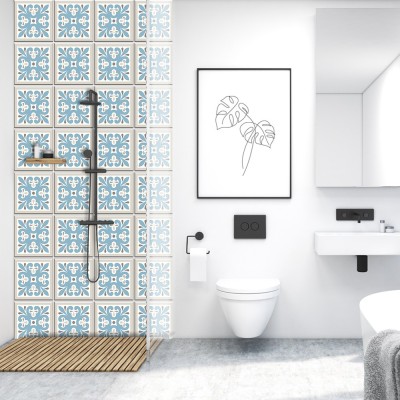 Houseart Abstract azulejo μοτίβο, Ταπετσαρία, Αυτοκόλλητα πλακάκια, 100 x 100 εκ.