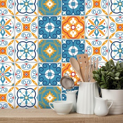 Houseart Hispanic pattern, Ταπετσαρία, Αυτοκόλλητα πλακάκια, 100 x 100 εκ.