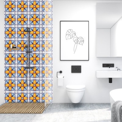 Πορτογαλικό azulejos επαναλαμβανόμενο μοτίβο, Ταπετσαρία, Αυτοκόλλητα πλακάκια, 100 x 100 εκ. (50795)
