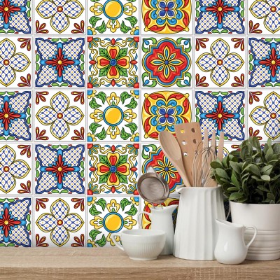 Abstract ισπανικό μοτίβο, Ταπετσαρία, Αυτοκόλλητα πλακάκια, 100 x 100 εκ. (50792)